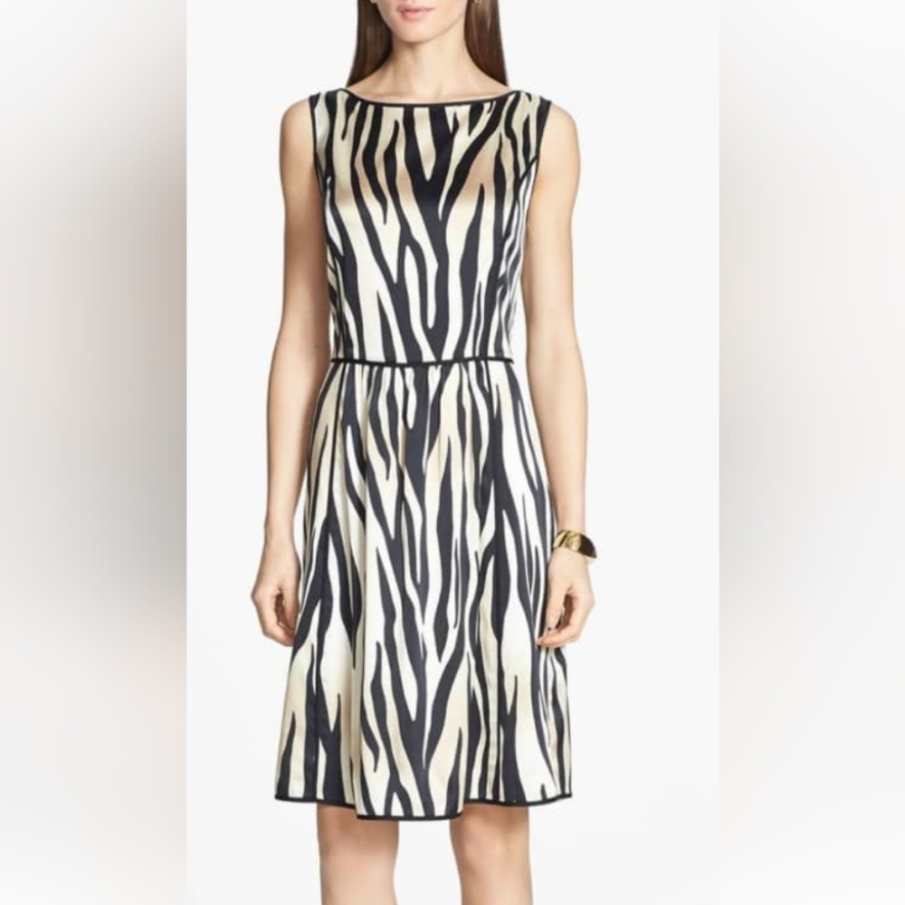 St John silk tiger print sleeveless dress size 14